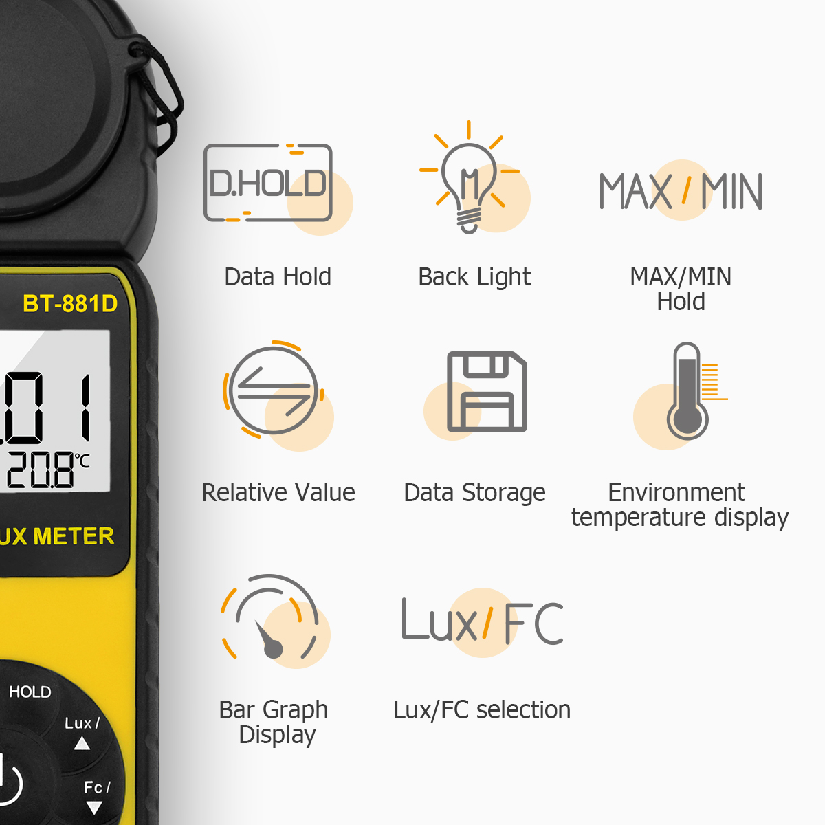 Photography Lighting Meter - Digital Lux Meter 400,000 Lux Handheld