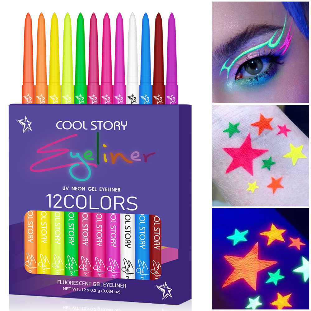 Coloured Gel Set - 12 colours fluorescent eyeliner colour UV