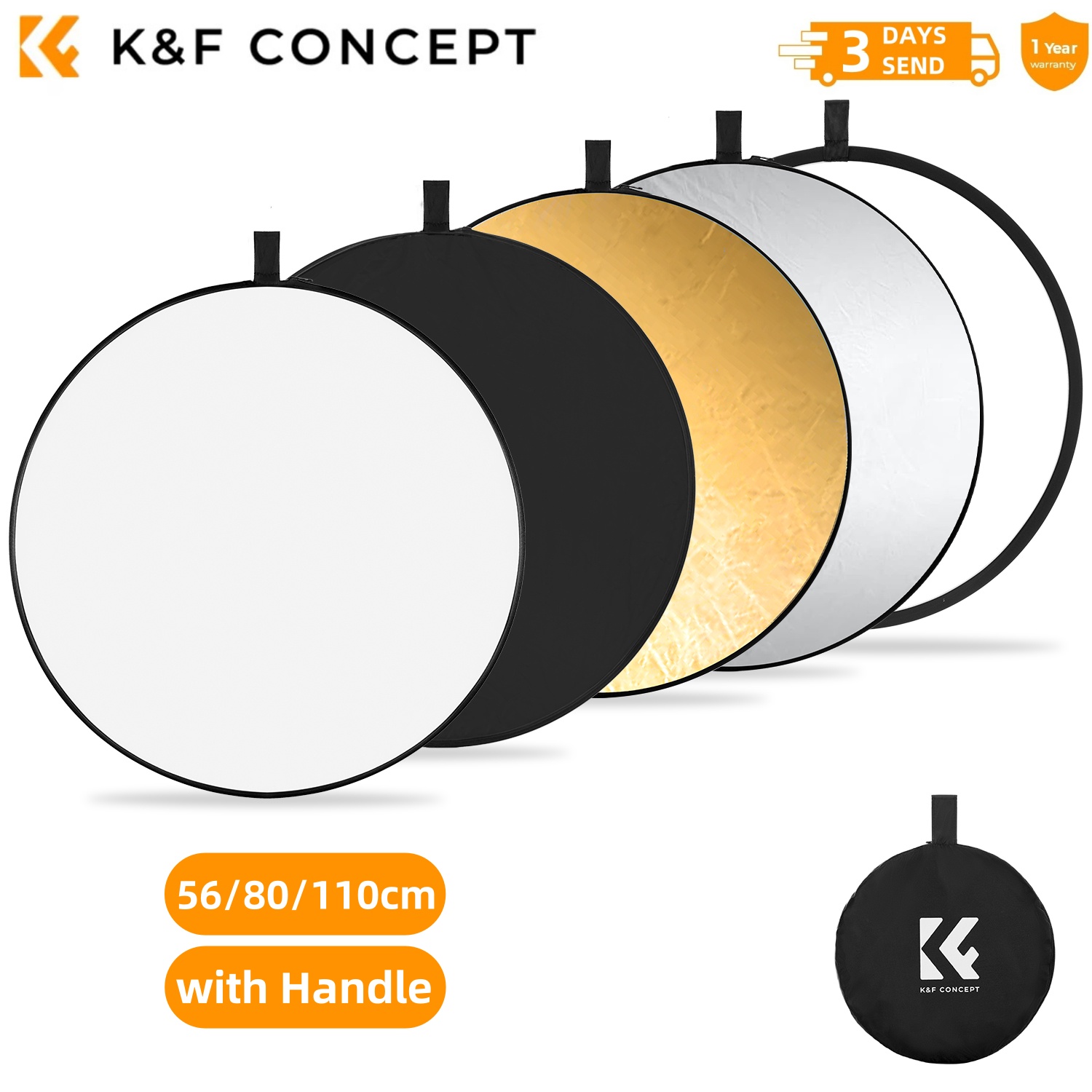 Photography Lighting Reflectors - K&F CONCEPT 56/80/110cm 5-in-1 Photography Light