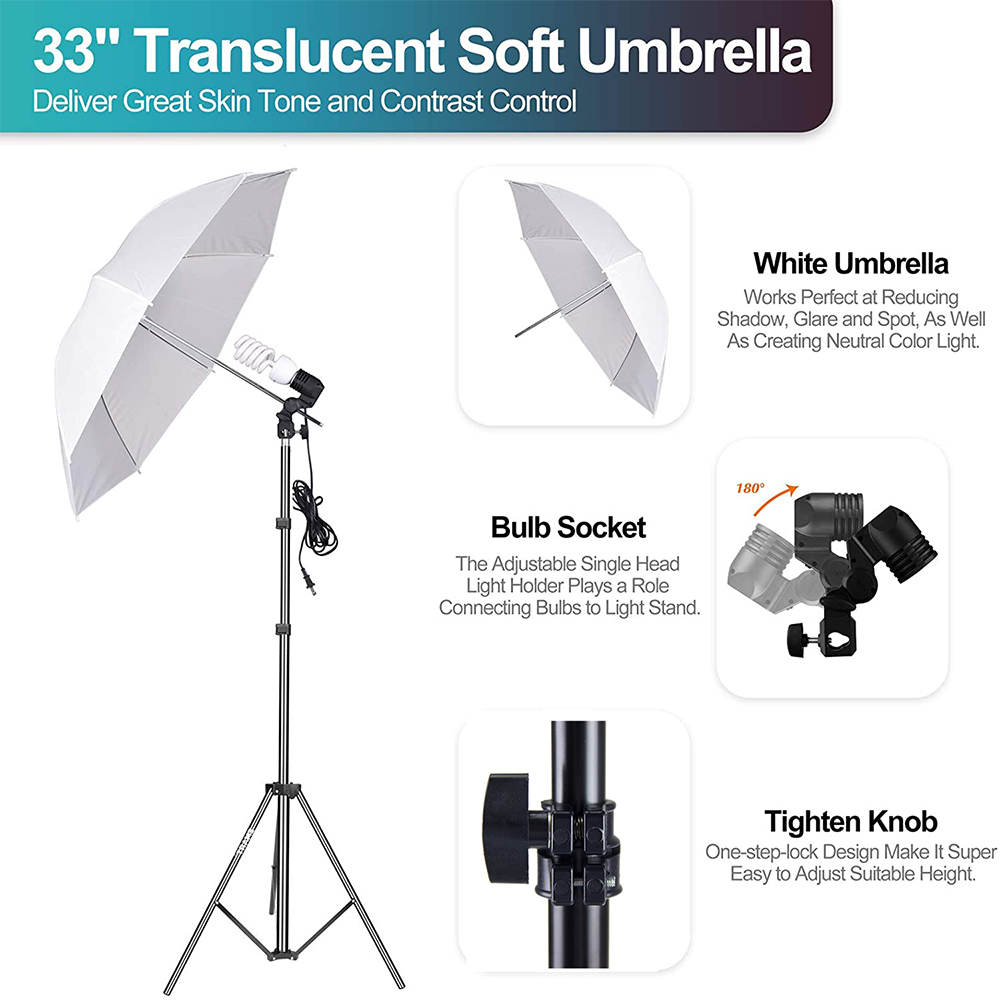 Cost-effective  Photo Studio E - Photography Umbrella Lighting Kit recension och pris